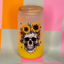 Load image into Gallery viewer, Sunflower Skull Glass Libbey Cup
