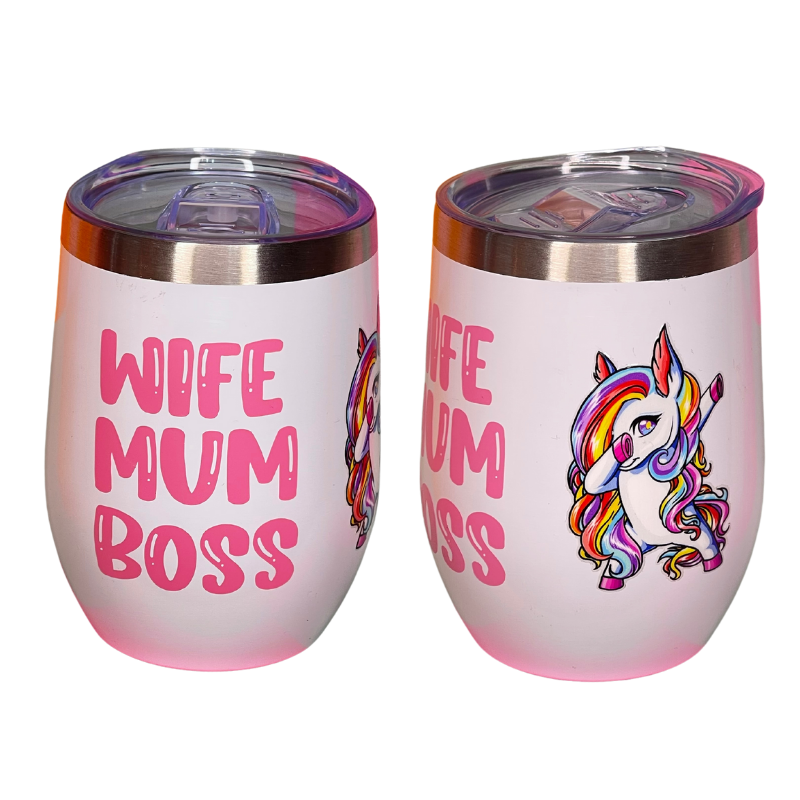 Wife Mum Boss Unicorn 12oz Tumbler