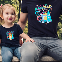 Load image into Gallery viewer, Bluey Family Rad Dad &amp; Rad Like Dad - Black TShirts
