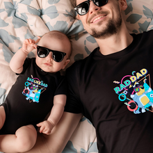 Load image into Gallery viewer, Bluey Family Rad Dad &amp; Rad Like Dad - Black TShirts
