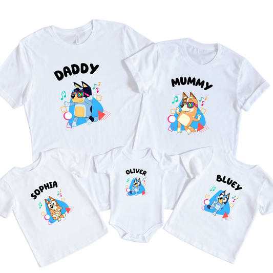 Personalised Bluey Family Tshirts