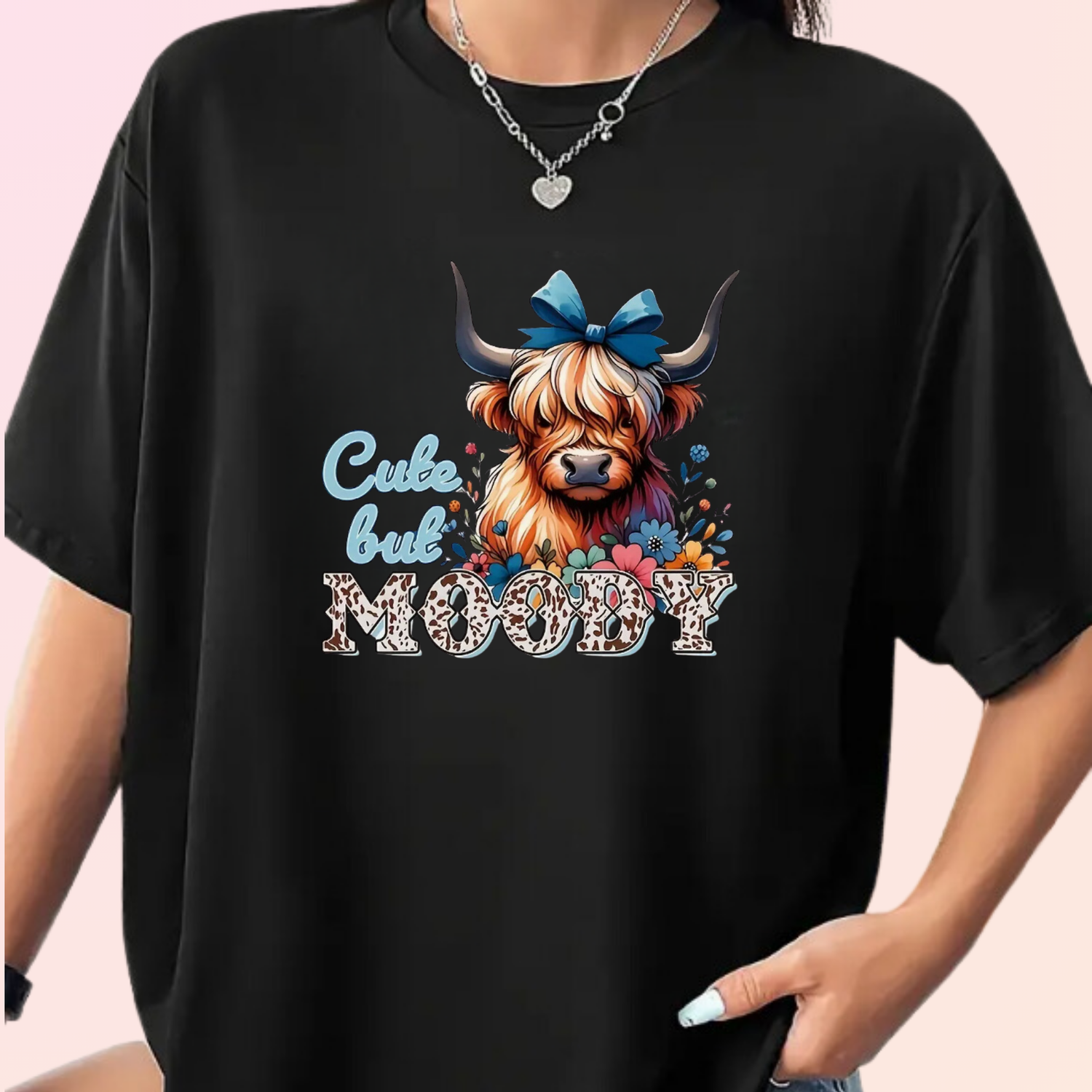 Cut but Moody Cow Black Tshirt