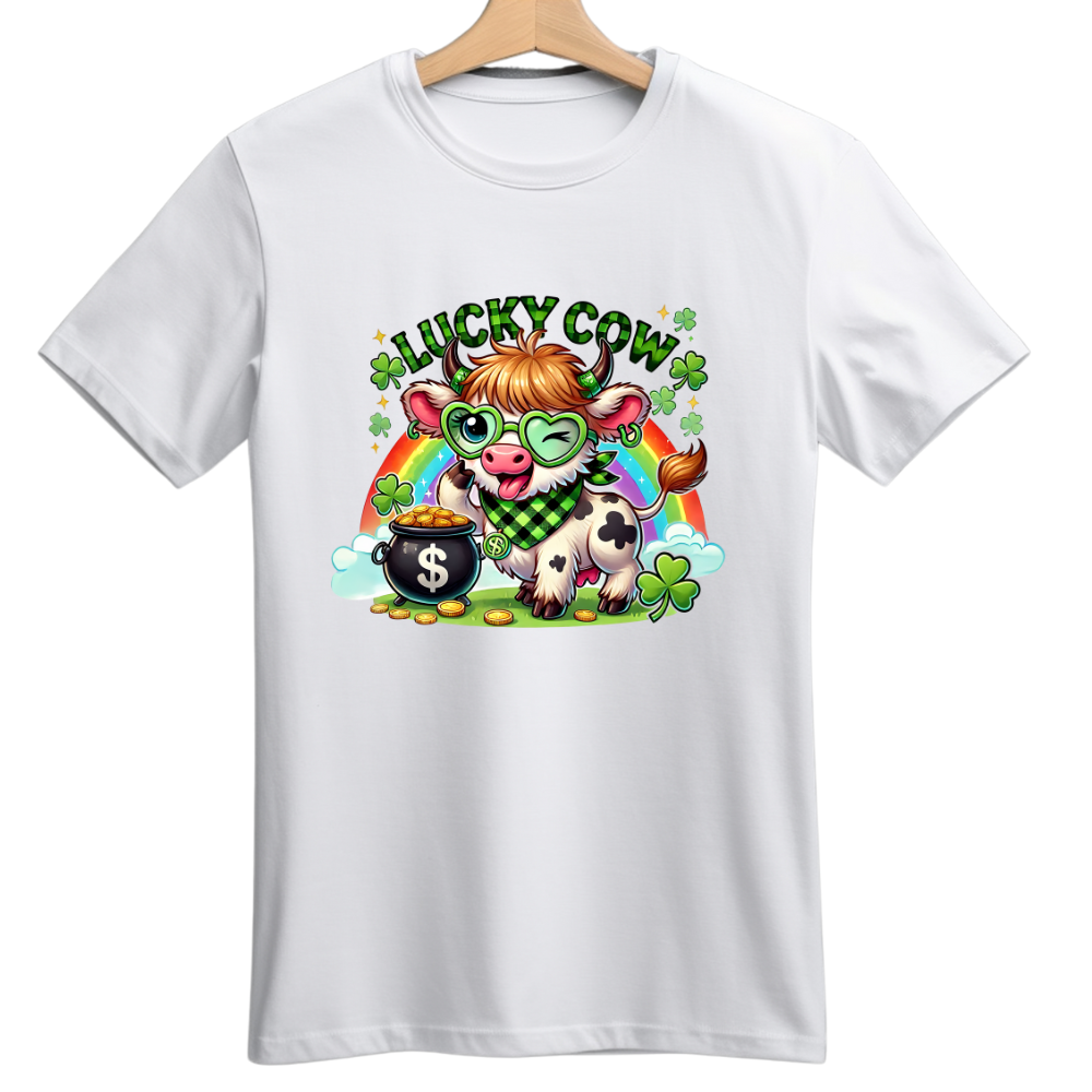 Lucky Cow St Patricks Day Tshirt - St Paddy's Day Tshirt Cow