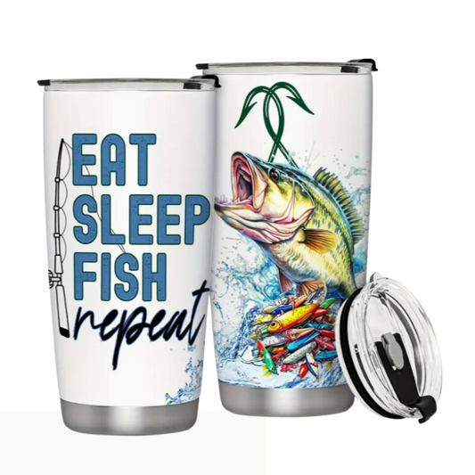 EAT SLEEP FISH REPEAST INSULATED TUMBLER