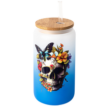 Load image into Gallery viewer, Floral Skull Glass Libbey Cup
