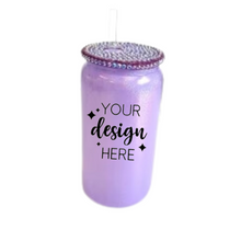 Load image into Gallery viewer, Personalised Shimmer Glass Cups + Bling Lid
