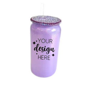 Personalised Shimmer Glass Cups + Bling Lid