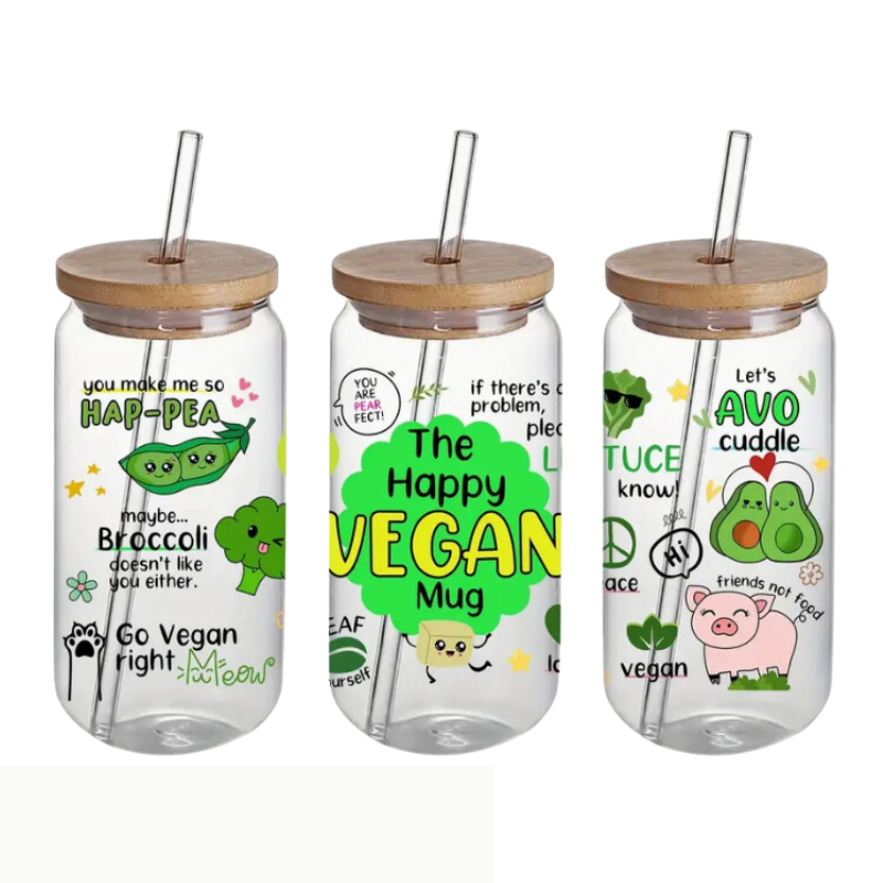 Happy Vegan Glass Libbey Cup