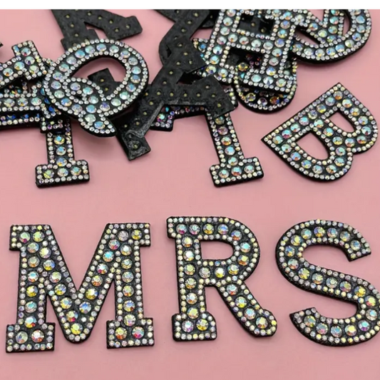 Rhinestone Iron-On Letters