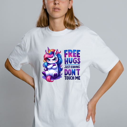 Free Hugs Just Kidding Don't Touch Me Unicorn Tshirt