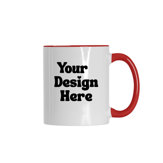 Personalised Mug 325ml White & Red - Customised Coffee Cup