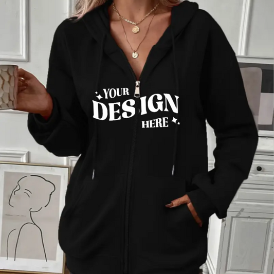 Personalised Zip Hoodie - Black