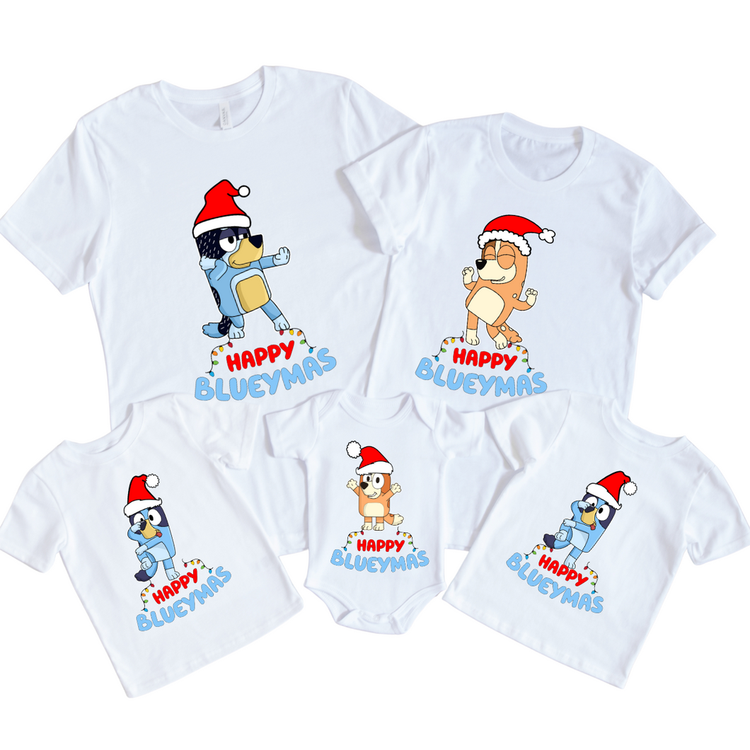 Happy Blueymas Matching Tshirts - White