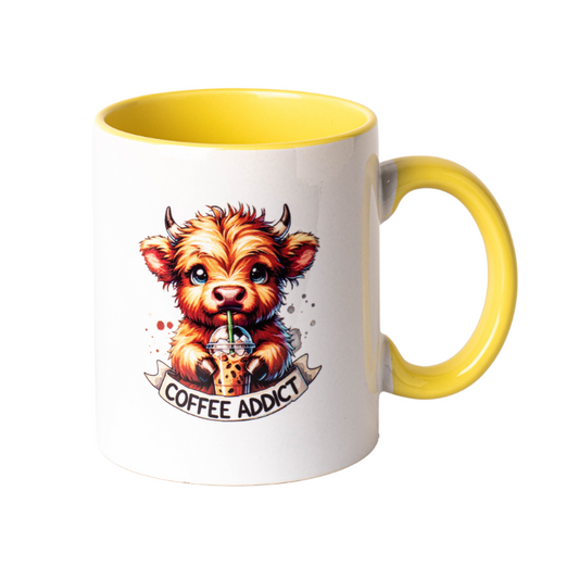 highland cow coffee addict coffee cup