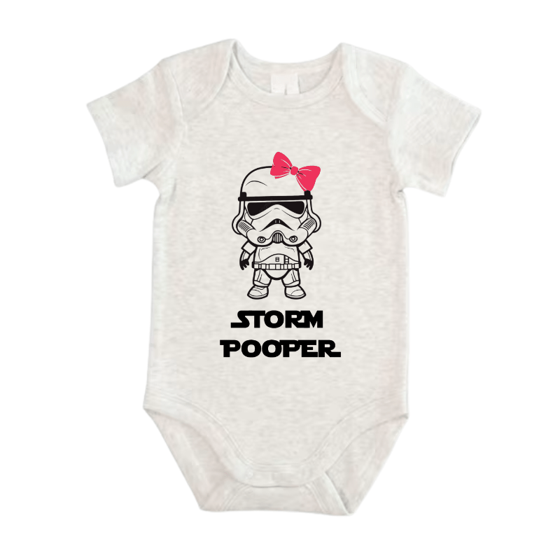 Simpli Must Have Baby Onesie Onesie 0000 / Grey Merle Onesie Storm Pooper with Bow Welcome to the Dark Side Onesie