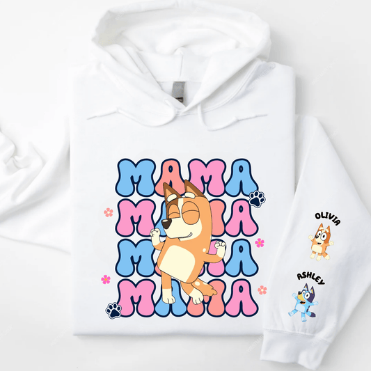 Simpli Must Have Hoodie Bluey Mama Hoodie Personalised Sleeves