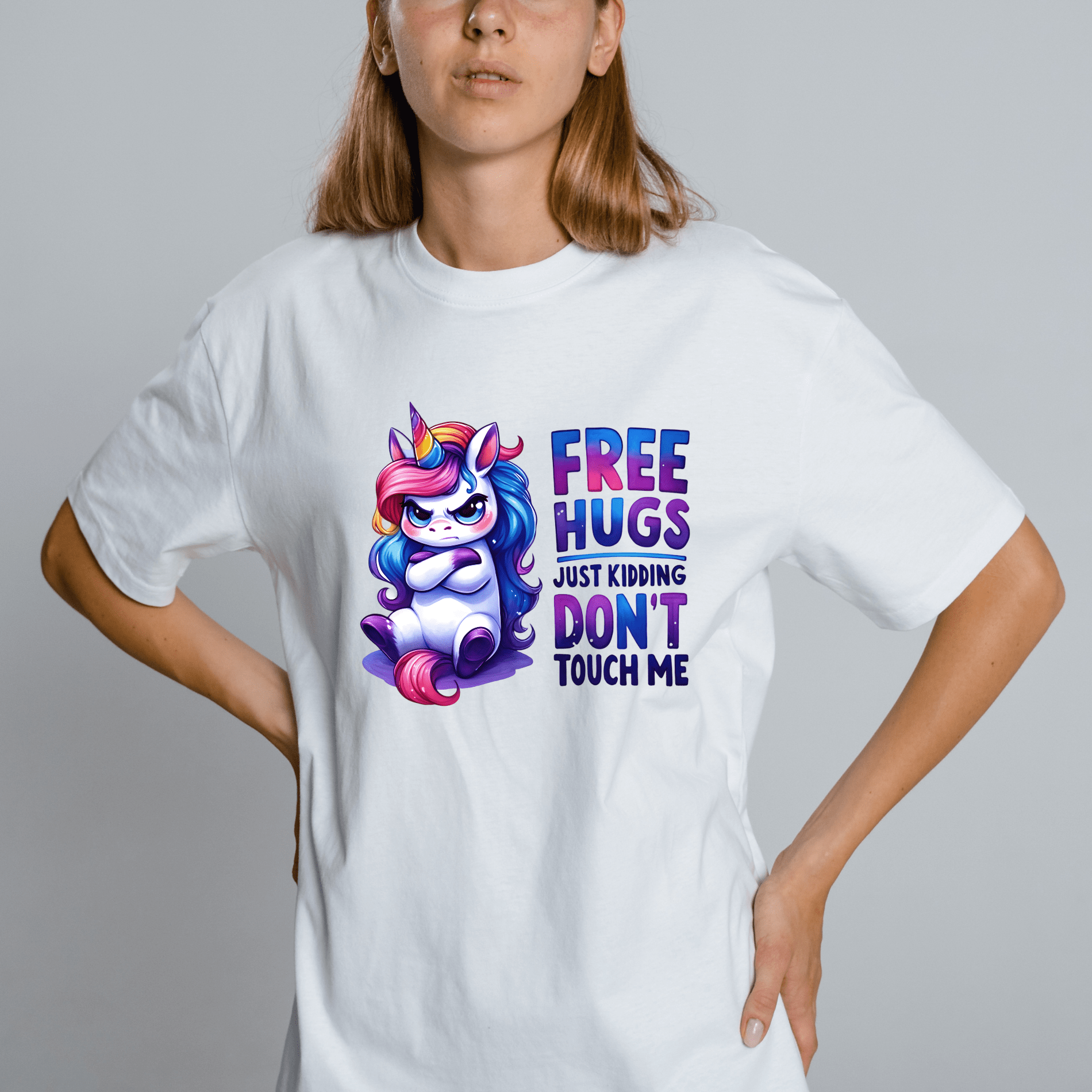 Simpli Must Have Tshirt Free Hugs Just Kidding Don't Touch Me Unicorn Tshirt