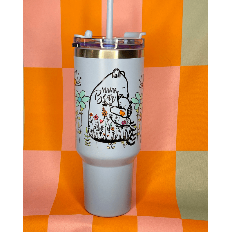 SimpliMust 40oz tumbler Pastel Blue Mama Bear 40oz Tumbler