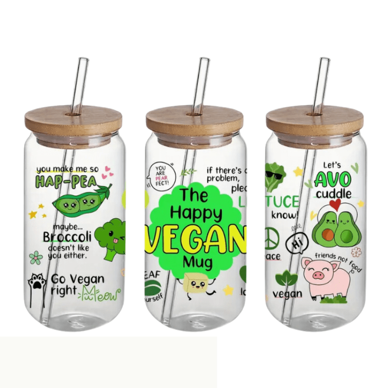 SimpliMust Libbey Glass Cup Happy Vegan Glass Libbey Cup