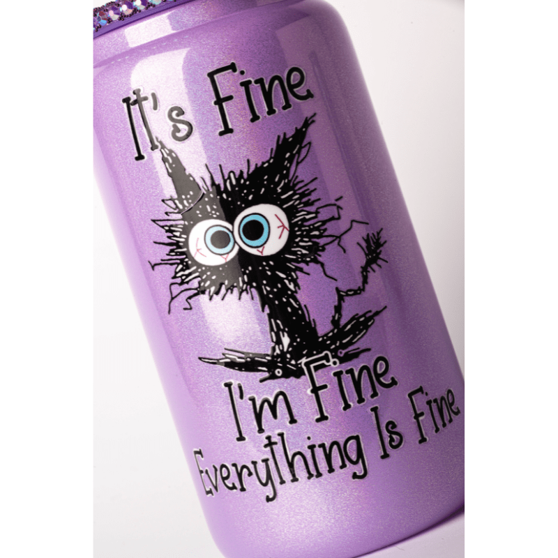 SimpliMust Libbey Glass Cup I'm Fine Shimmer Bling Cup
