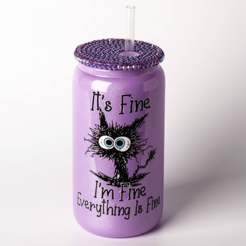SimpliMust Libbey Glass Cup I'm Fine Shimmer Bling Cup