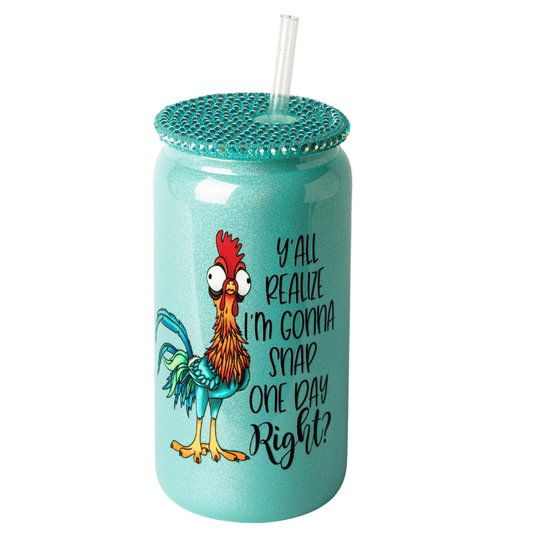 SimpliMust Libbey Glass Cup I'm Gonna Snap One Day Shimmer Bling Cup