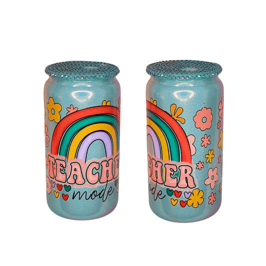 SimpliMust Libbey Glass Cup Teacher Mode Shimmer Bling Cup