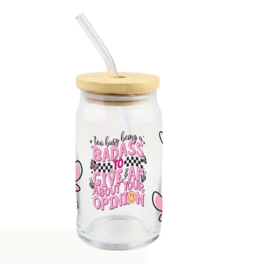SimpliMust Libbey Glass Cup Too Busy Being a BadAss Glass Libbey Cup