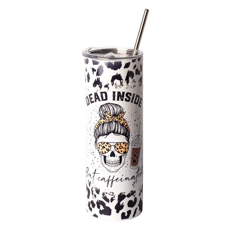 SimpliMust Mug Dead Inside but Caffienated 20oz Skinny Tumbler