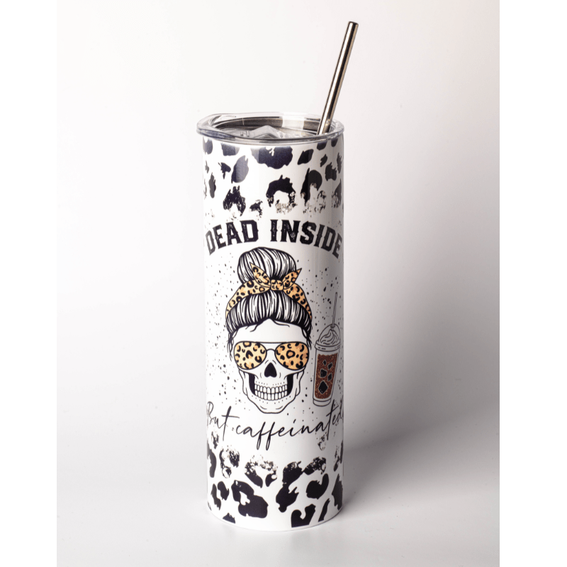 SimpliMust Mug Dead Inside but Caffienated 20oz Skinny Tumbler