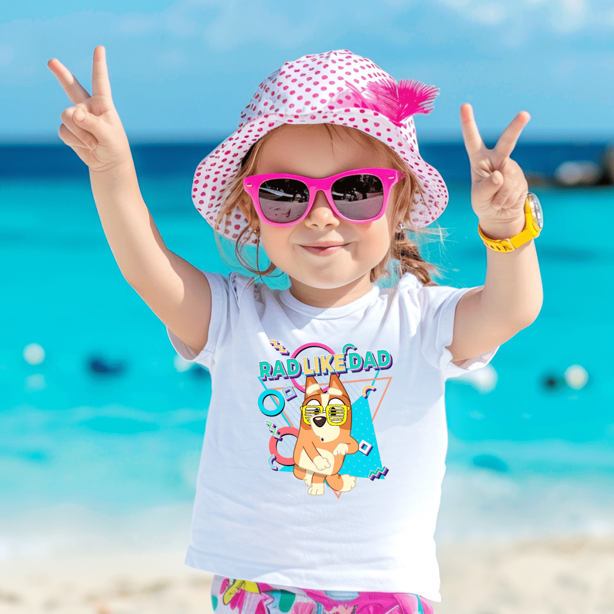 SimpliMust Tshirts Bluey Family Rad Dad & Rad Like Dad - White TShirts