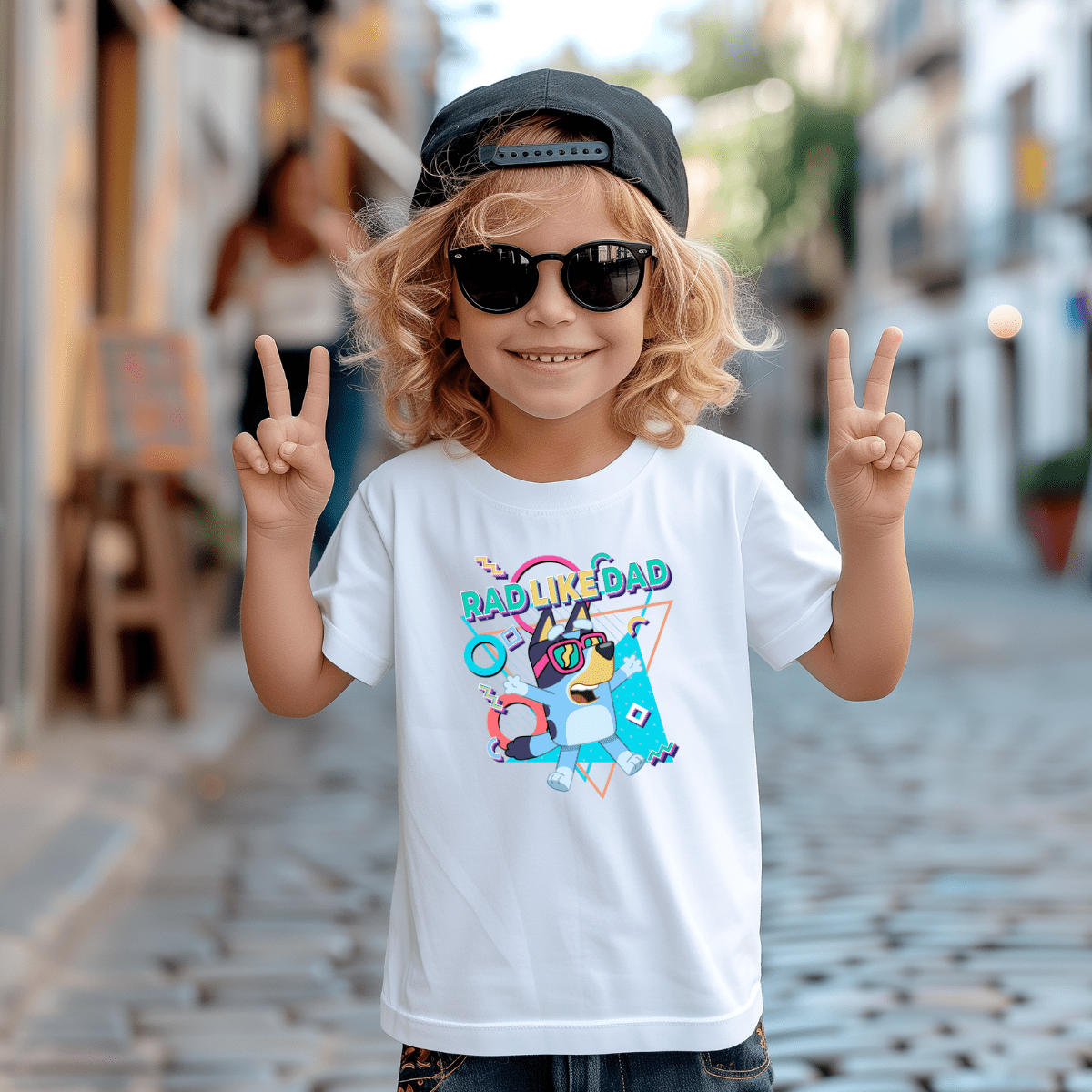SimpliMust Tshirts Bluey Family Rad Dad & Rad Like Dad - White TShirts