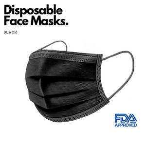 3-Ply Face Masks x30 Pack - Black