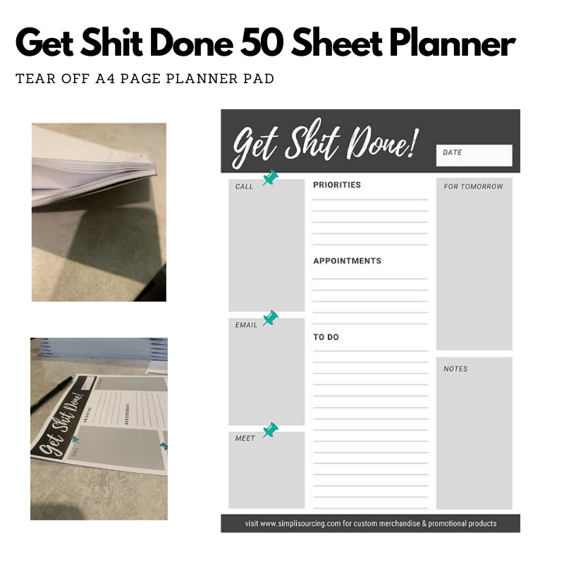 Get Sh*t Done Daily Planner 50 Page Tear Off Pad