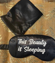 Load image into Gallery viewer, Personalised Navy Blue Satin Sleep Mask
