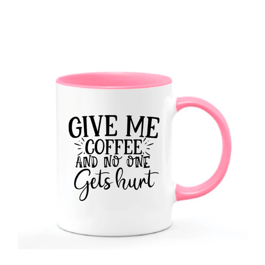 Simpli Mug White and Pink Give Me Coffee Mug