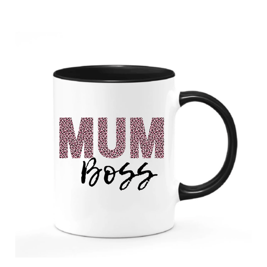 Simpli Mug White with Black Handle & Inner Mum Boss Ceramic Mug
