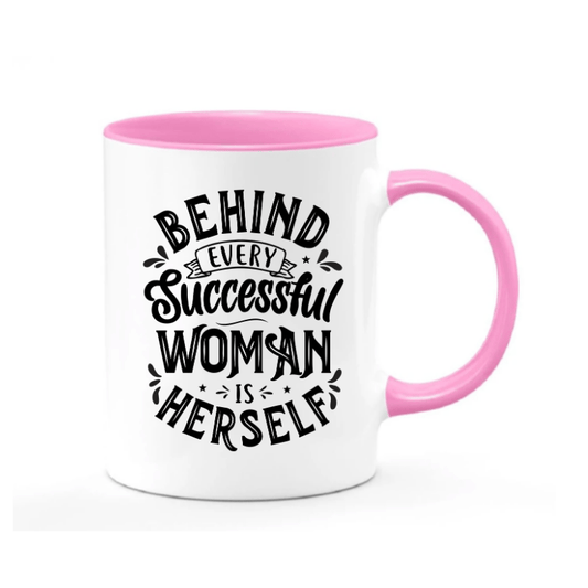 Simpli Mug White with Pink Behind Every Successful Woman Mug