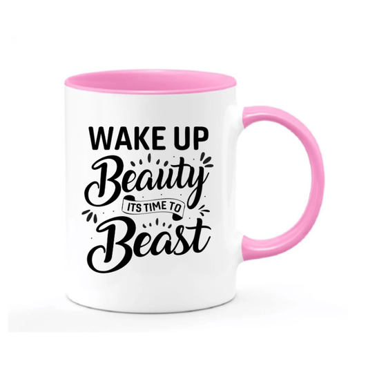 Simpli Mug White with Pink Time to Beast Mug
