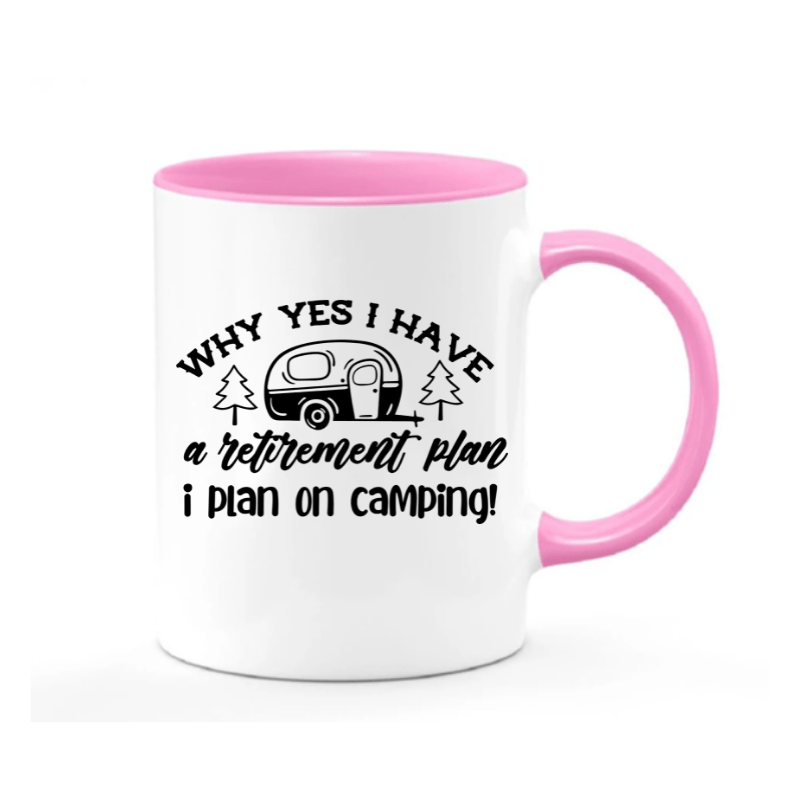 Simpli Must Have Mug Pink Handle Retirement Plan Camping Mug