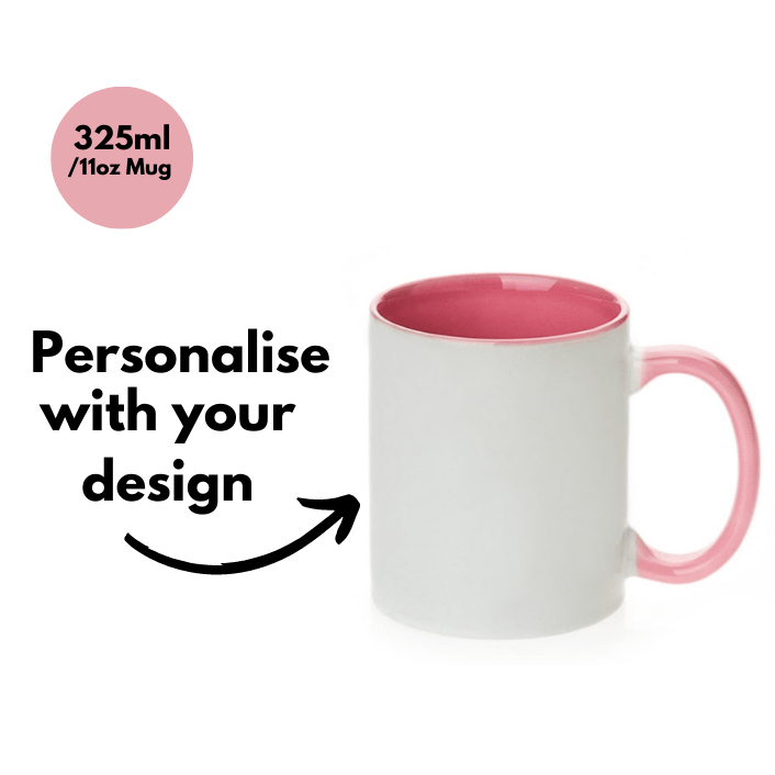 Simpli Personalised Mug 325ml - White & Pink Coffee Cup