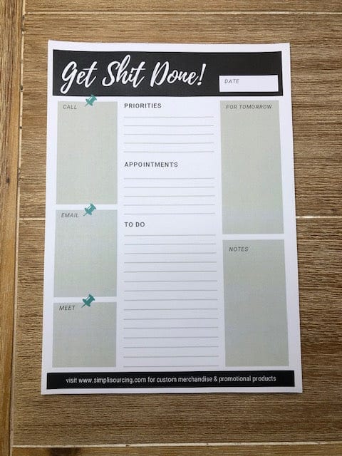 Simpli Planner Get Sh*t Done Daily Planner 50 Page Tear Off Pad