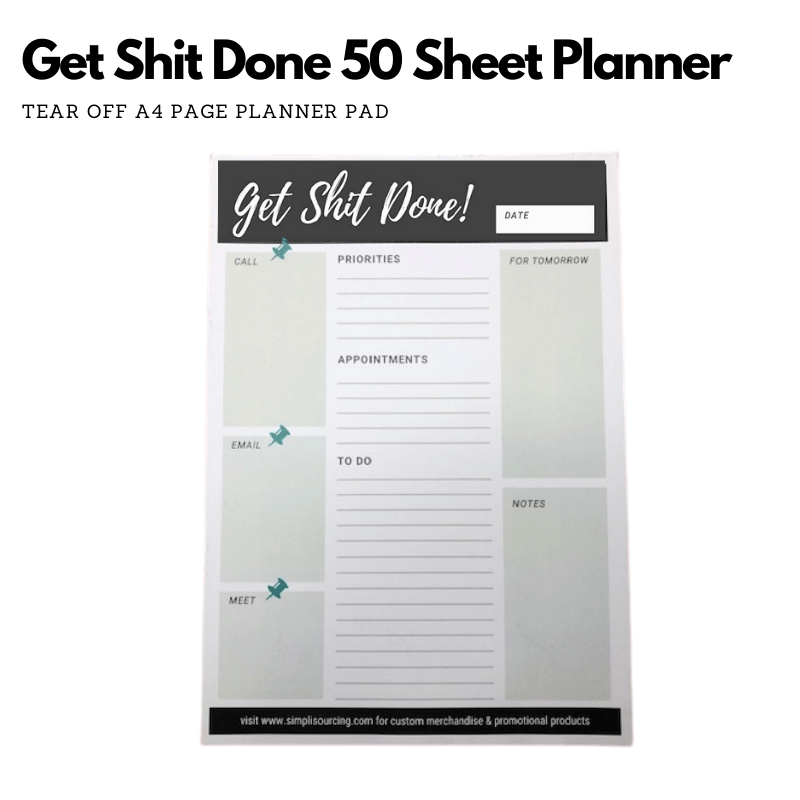 Simpli Planner Get Sh*t Done Daily Planner 50 Page Tear Off Pad