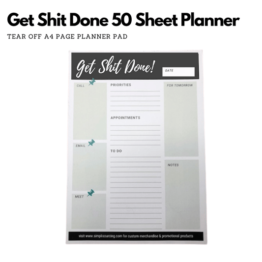 Simpli Planner Get Sh*t Done Daily Planner 50 Page Tear Off Pad