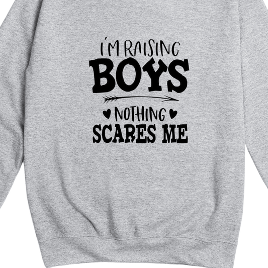 Simpli Sweatshirt S / Grey I'm Raising Boys Nothing Scares Me Jumper