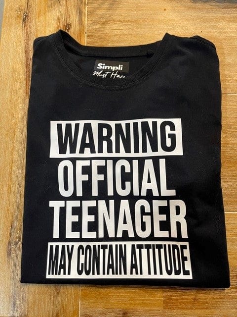 SimpliMust Shirts & Tops Warning Official Teenager May Contain Attitude TShirt